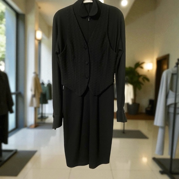 Vintage LILLIE RUBIN Black Wool Designer Dress II. Never Worn    size Small - Picture 4 of 16